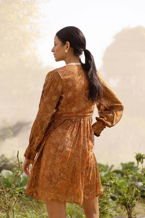 Vera Flowy Gold Tint Dress