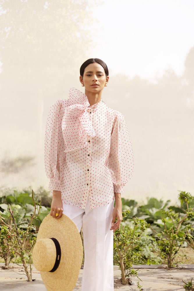 Carina Organza Top with Front Tie - Kranberra