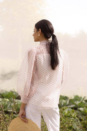Carina Organza Top with Front Tie - Kranberra