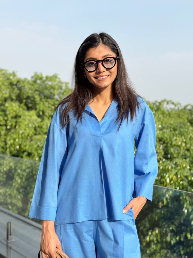 Breezy Cotton Hi-Low Shirt & Dhoti Pants Co-ord Set
