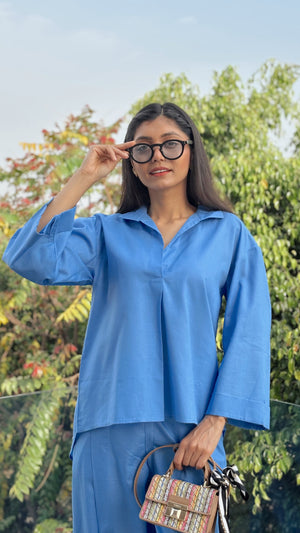 Breezy Cotton Hi-Low Shirt & Dhoti Pants Co-ord Set