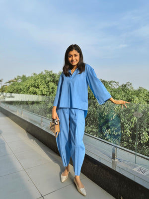 Breezy Cotton Hi-Low Shirt & Dhoti Pants Co-ord Set