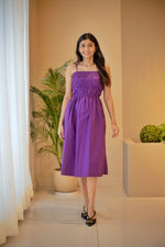Purple cotton holiday midi dress