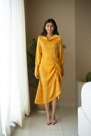 Ochre Drape Midi Dress